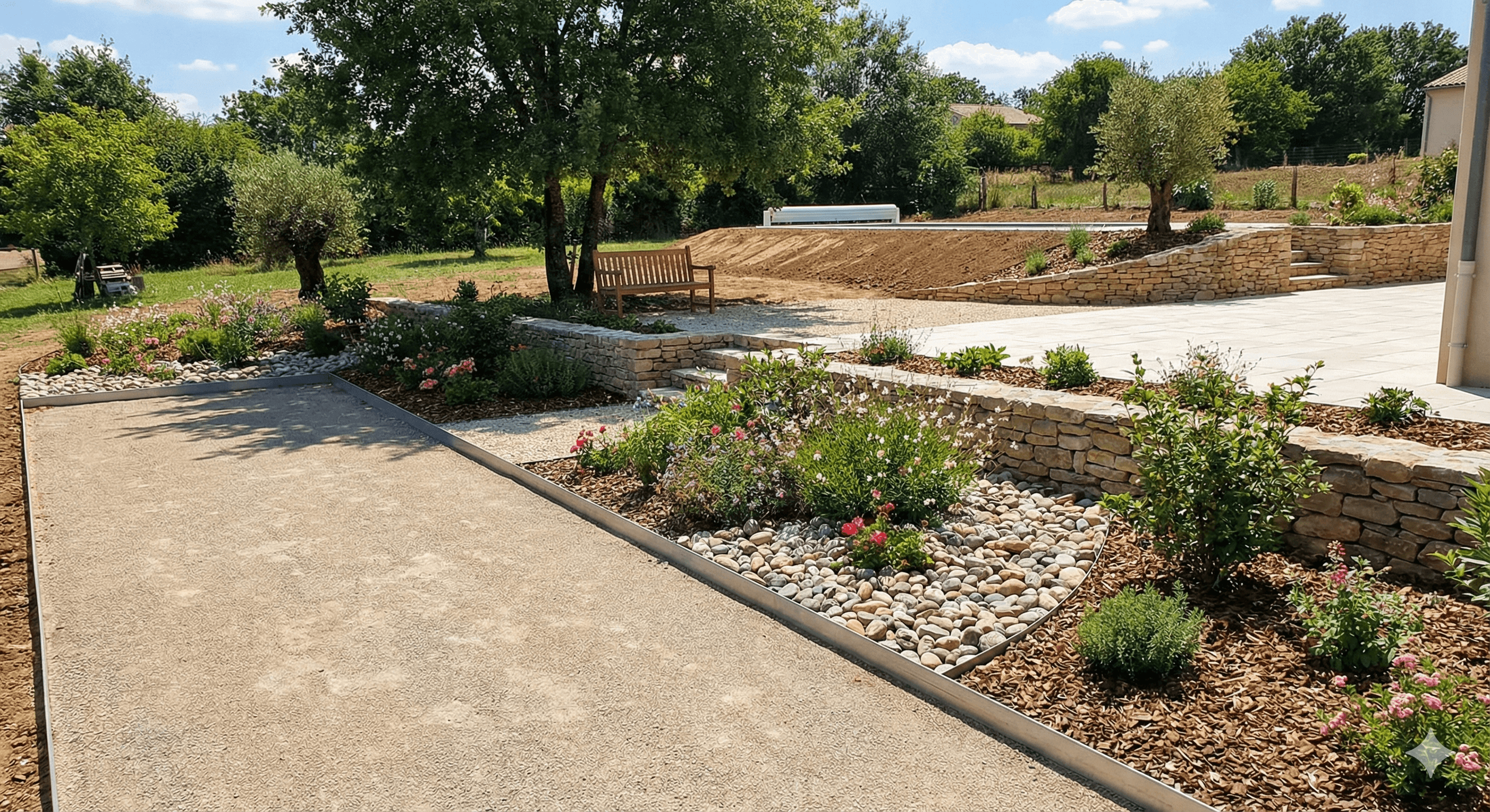 Aménagement paysager extérieur terrasse Alès Gard